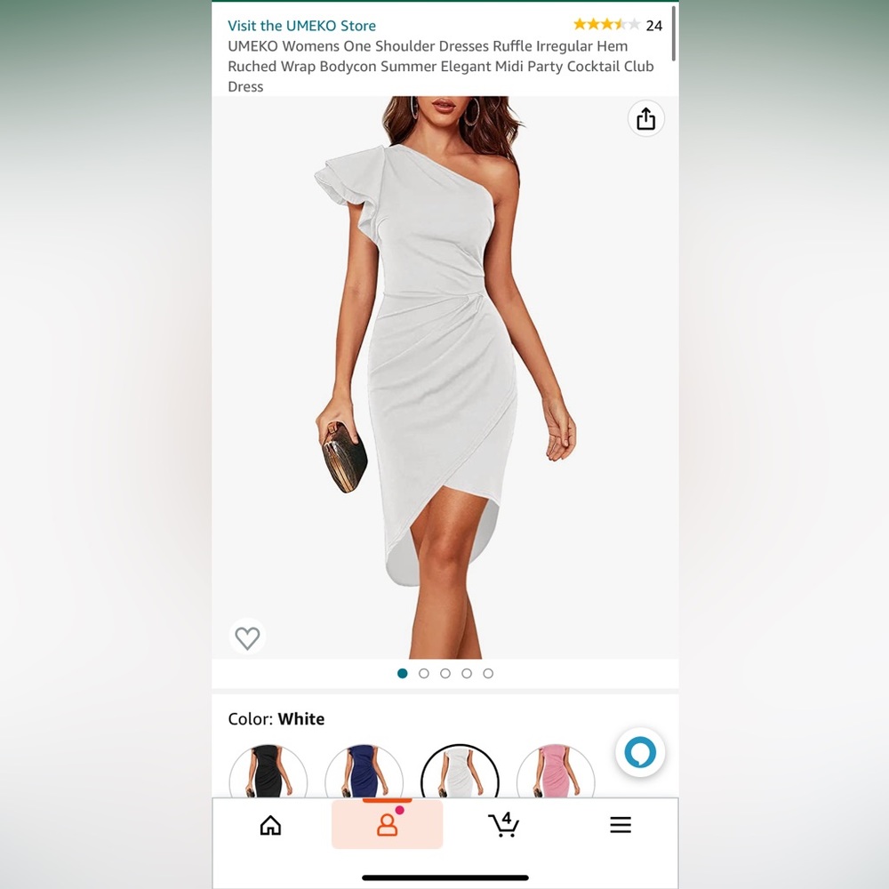 White Ruffled One Shoulder Midi